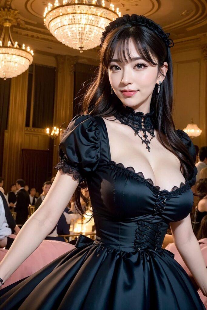 Stable Diffusion ヴィクトリアン・ゴシック|舞踏会ホールとアンバー照明で重厚に